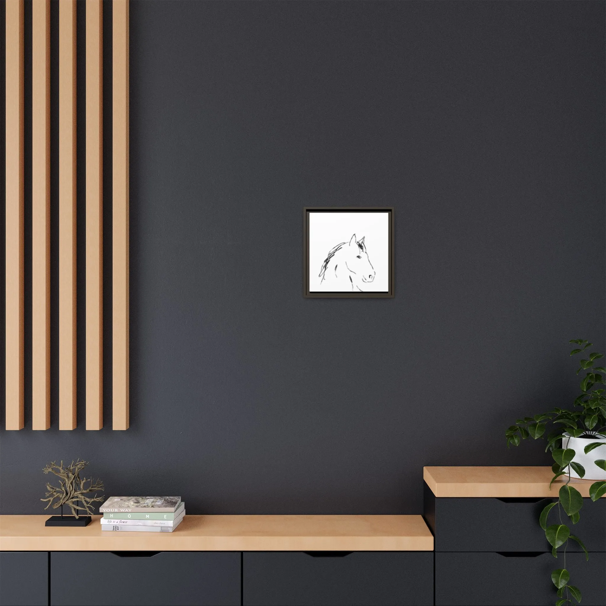 "Horse" - Artistic Framed Canvas - Modern Minimalist Line Art