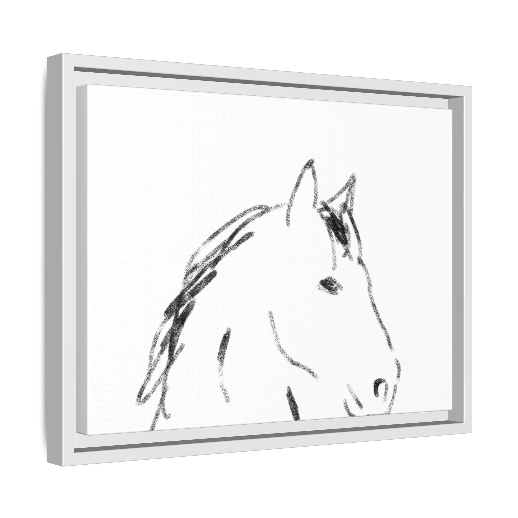 "Horse" - Artistic Framed Canvas - Modern Minimalist Line Art