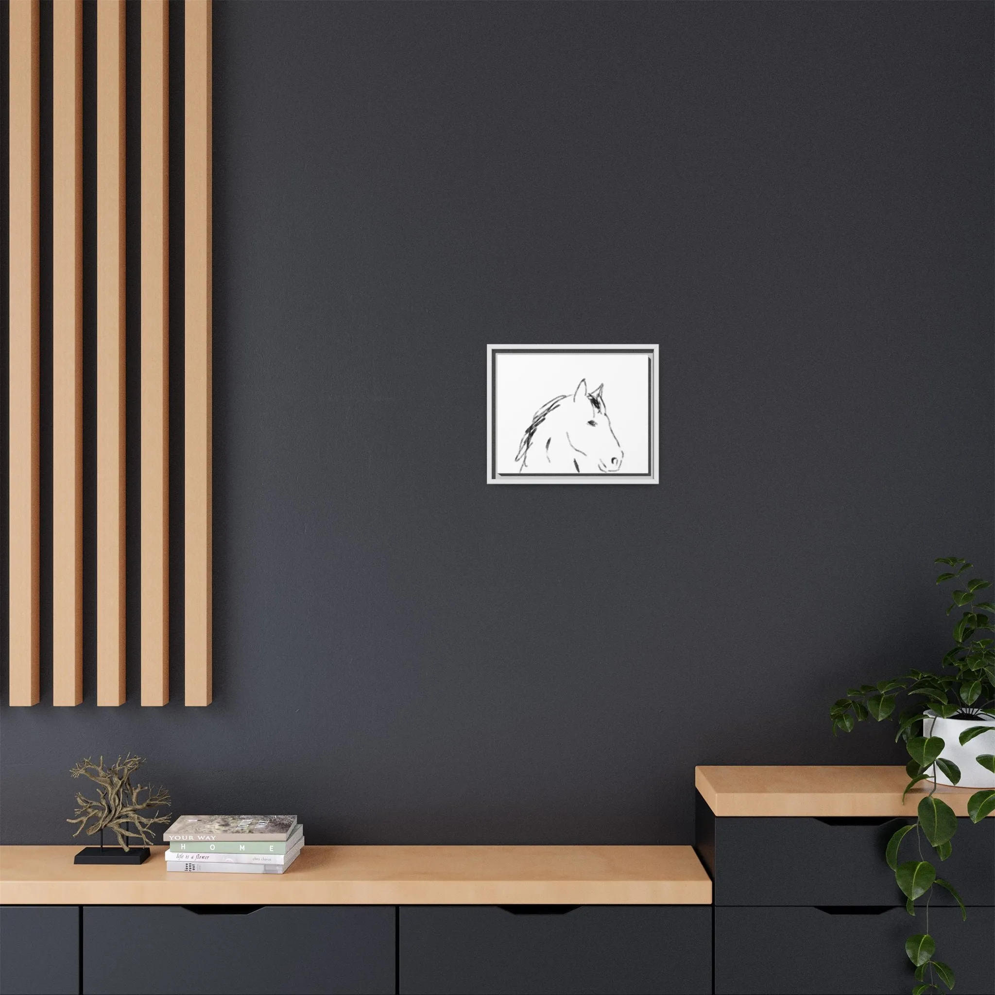 "Horse" - Artistic Framed Canvas - Modern Minimalist Line Art