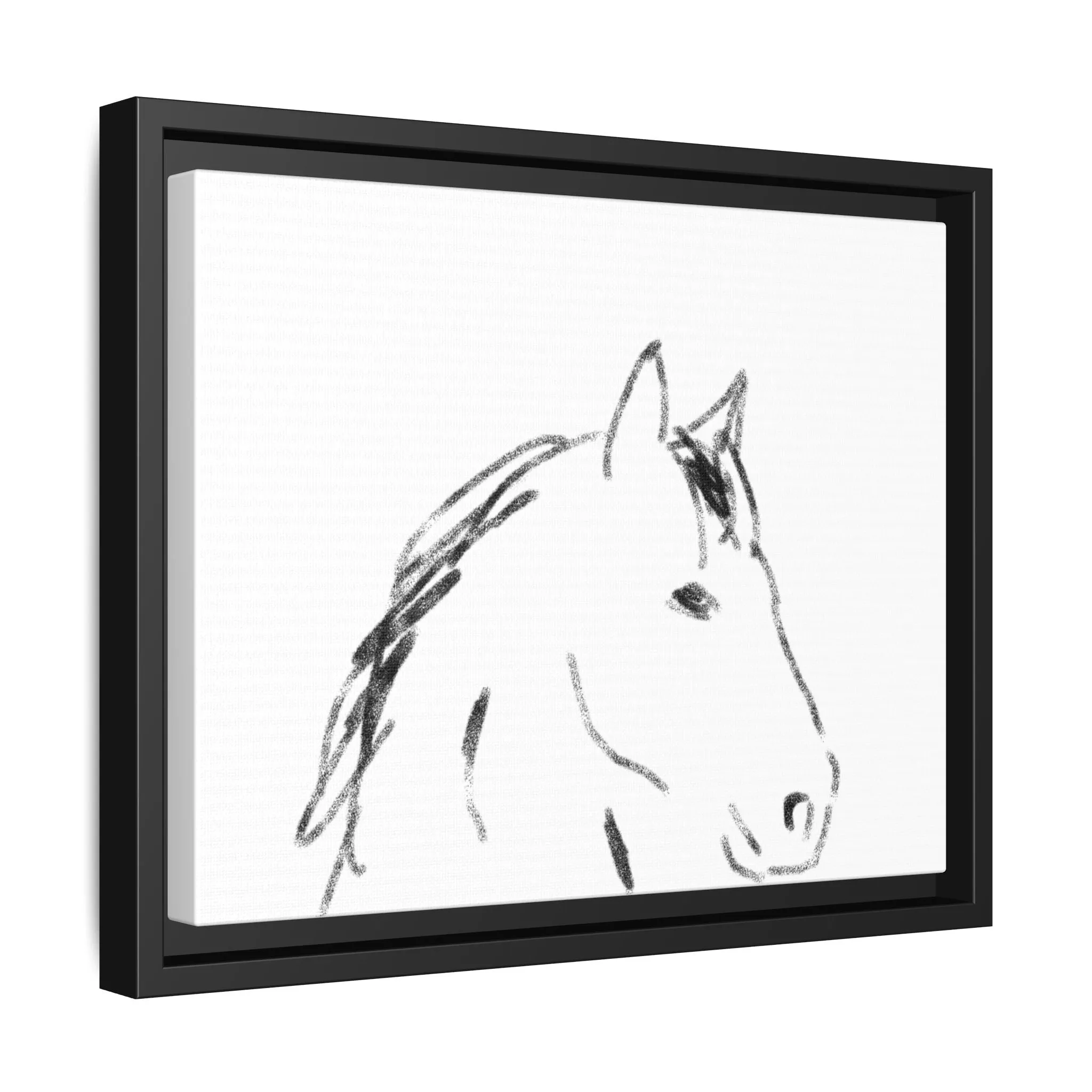 "Horse" - Artistic Framed Canvas - Modern Minimalist Line Art