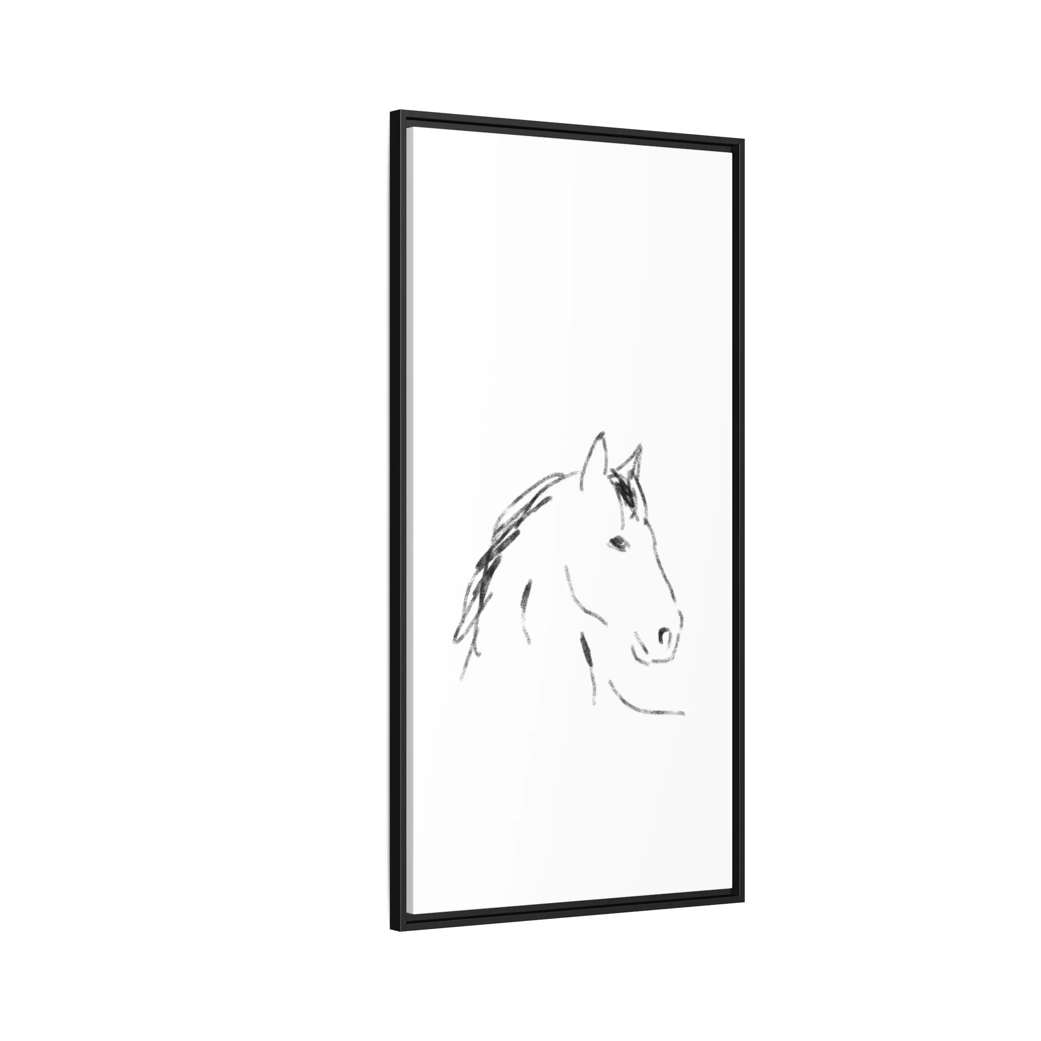 "Horse" - Artistic Framed Canvas - Modern Minimalist Line Art