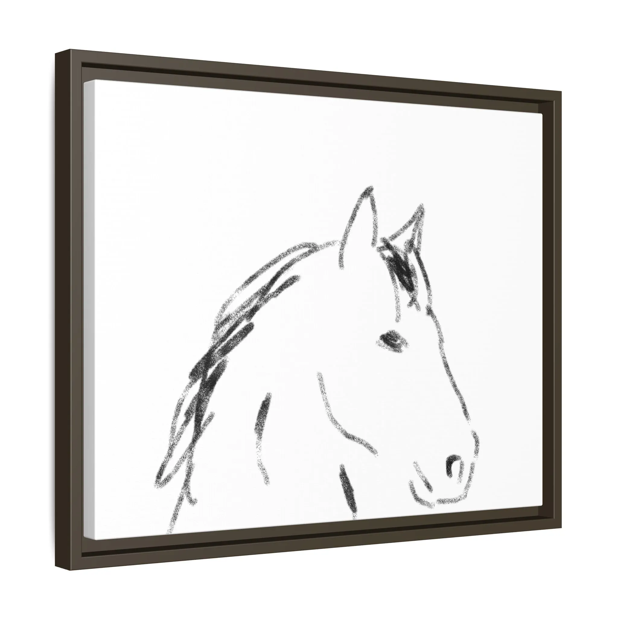 "Horse" - Artistic Framed Canvas - Modern Minimalist Line Art