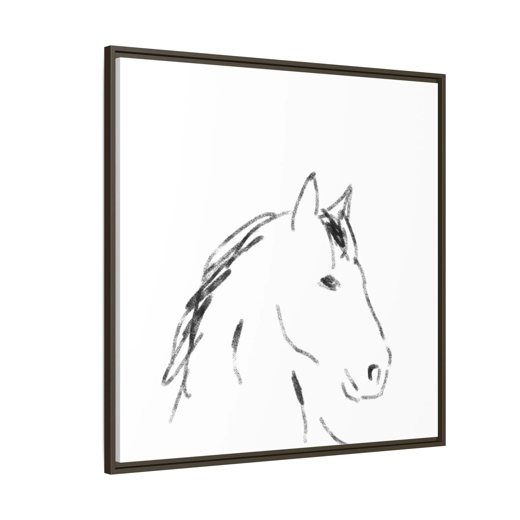 "Horse" - Artistic Framed Canvas - Modern Minimalist Line Art