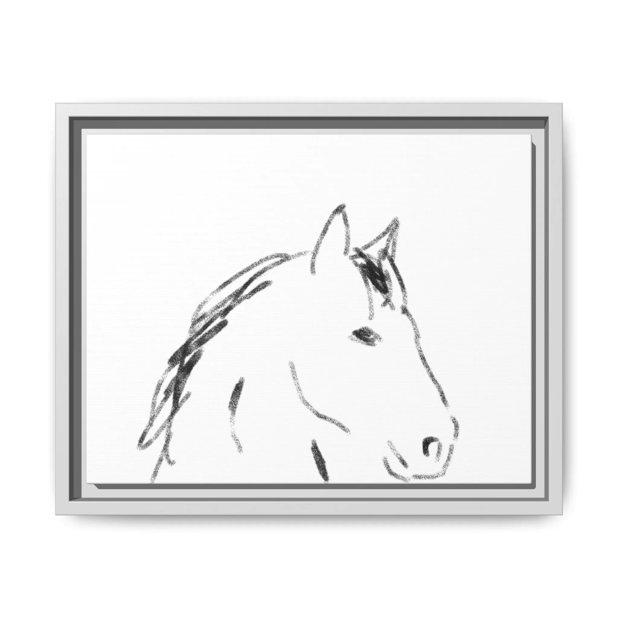 "Horse" - Artistic Framed Canvas - Modern Minimalist Line Art