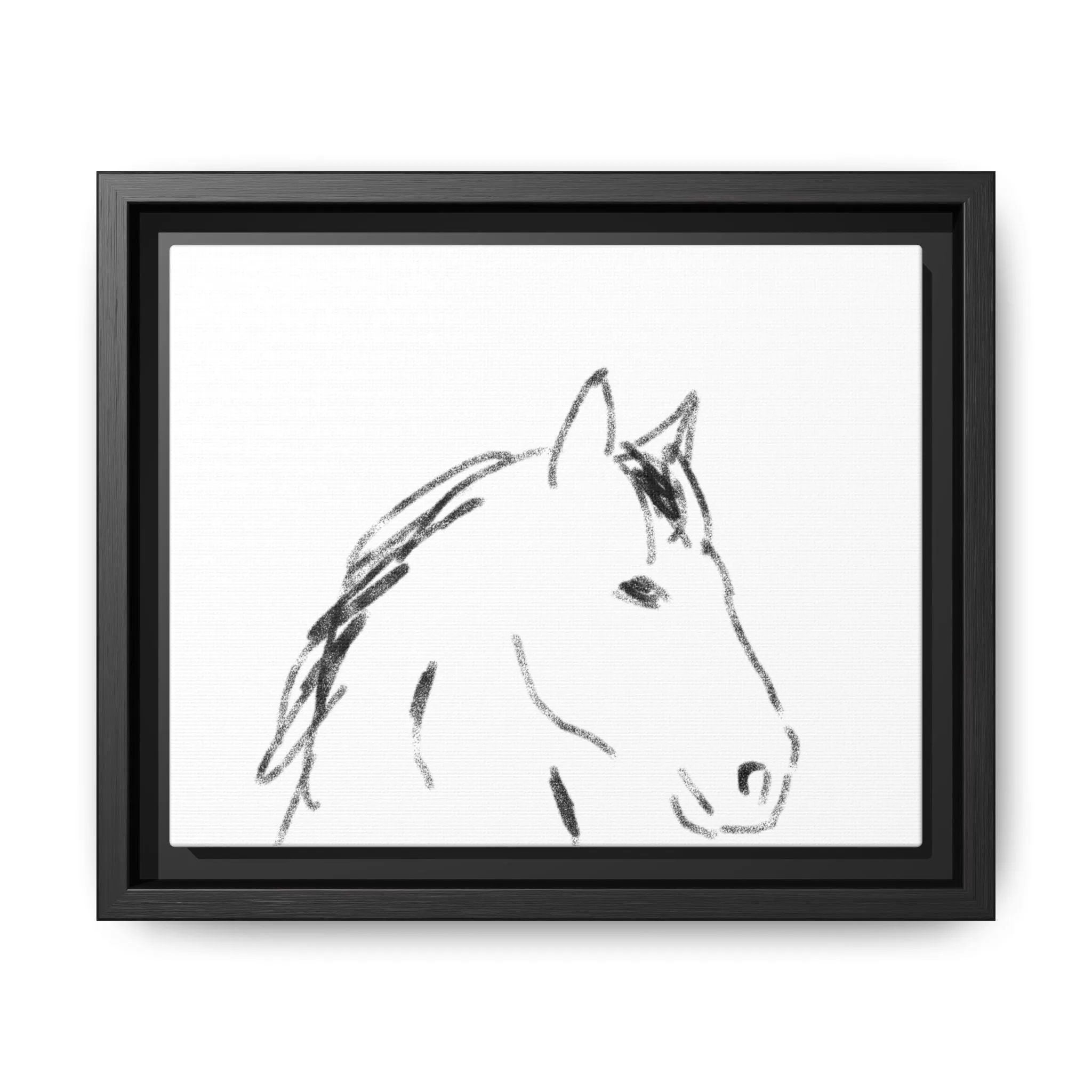 "Horse" - Artistic Framed Canvas - Modern Minimalist Line Art