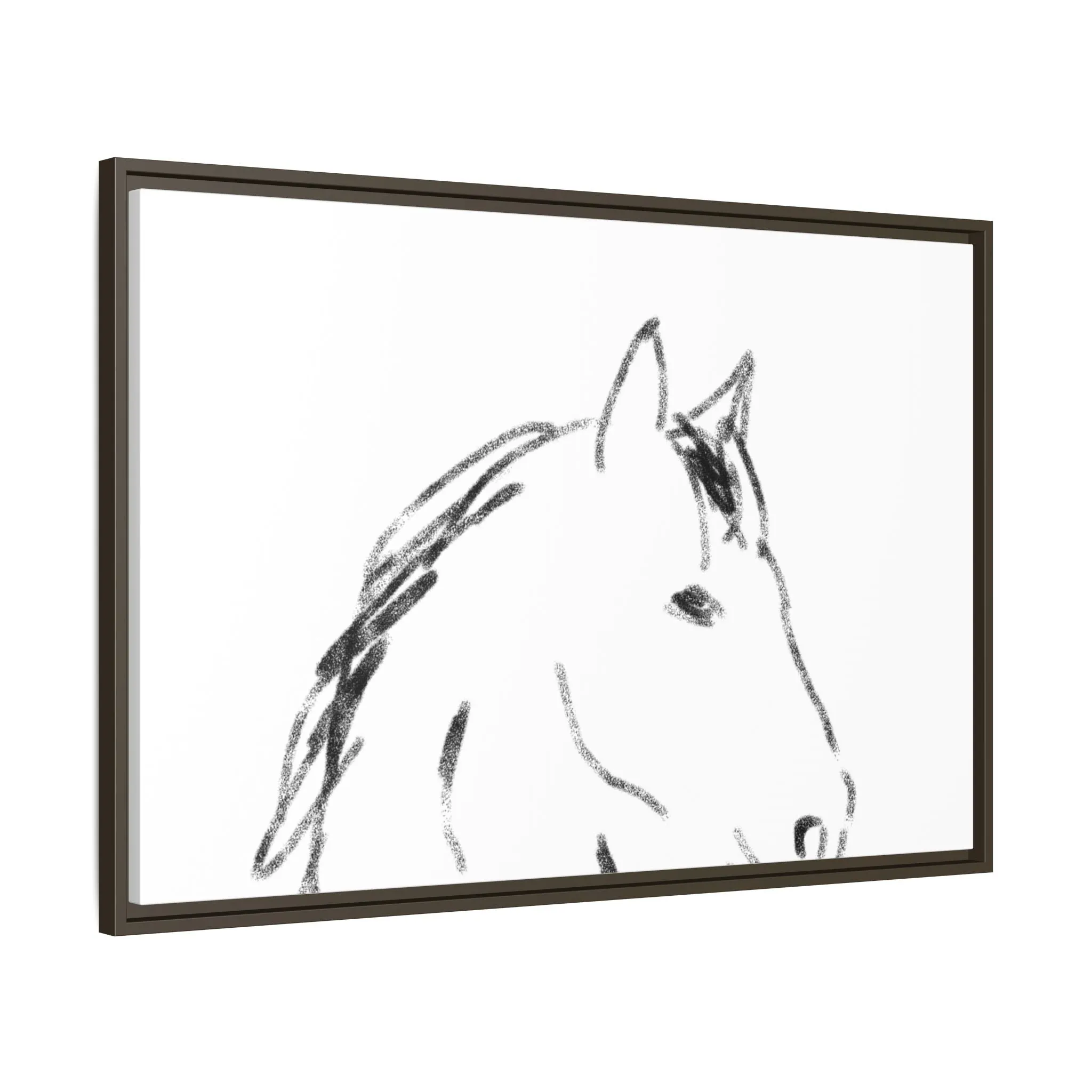 "Horse" - Artistic Framed Canvas - Modern Minimalist Line Art