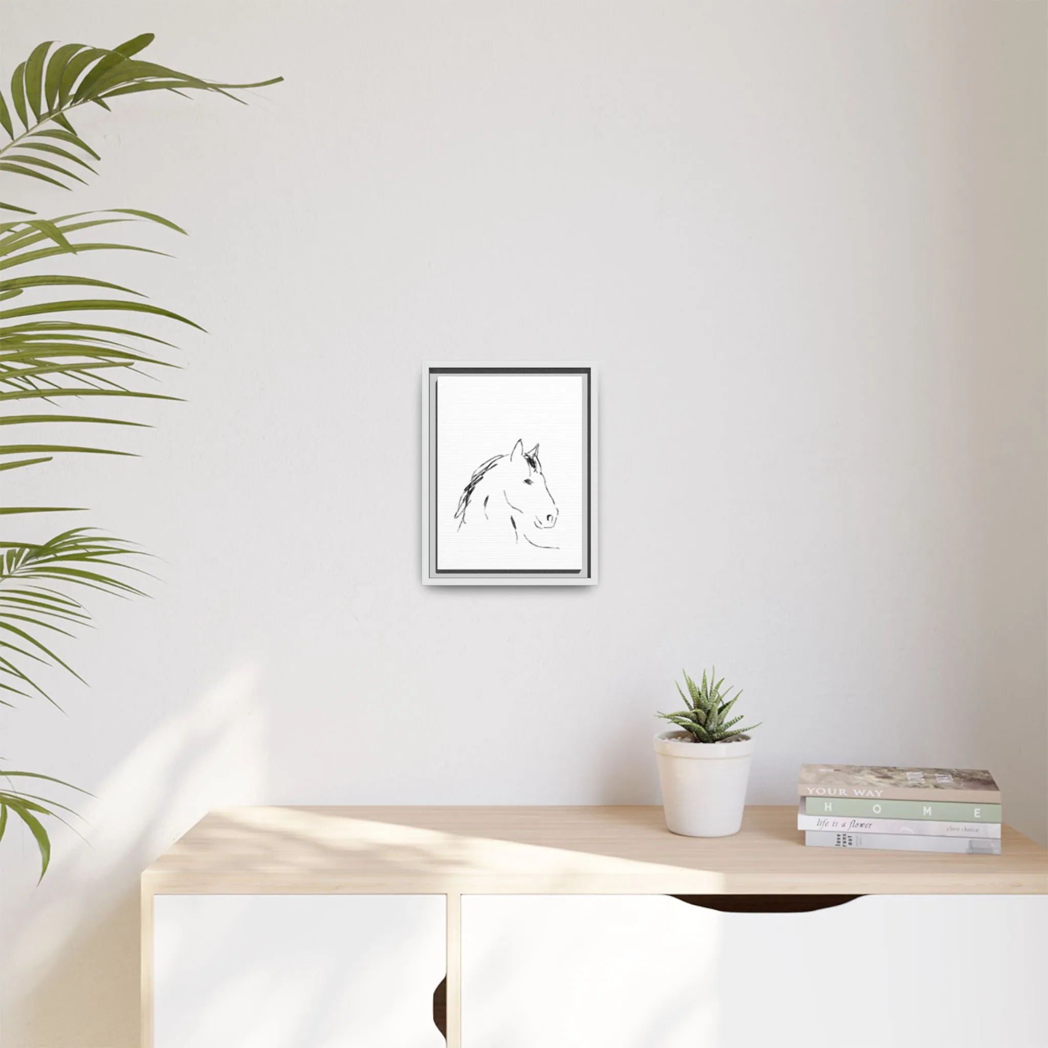 "Horse" - Artistic Framed Canvas - Modern Minimalist Line Art