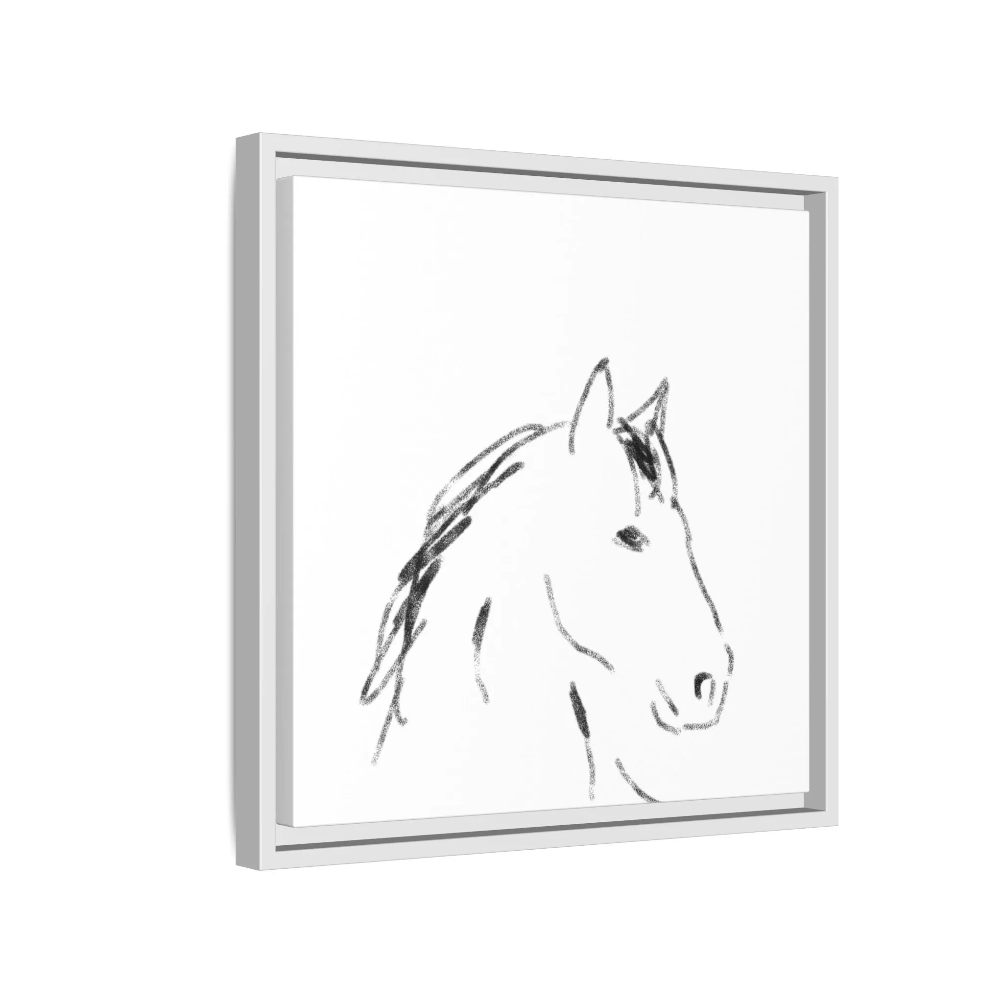 "Horse" - Artistic Framed Canvas - Modern Minimalist Line Art