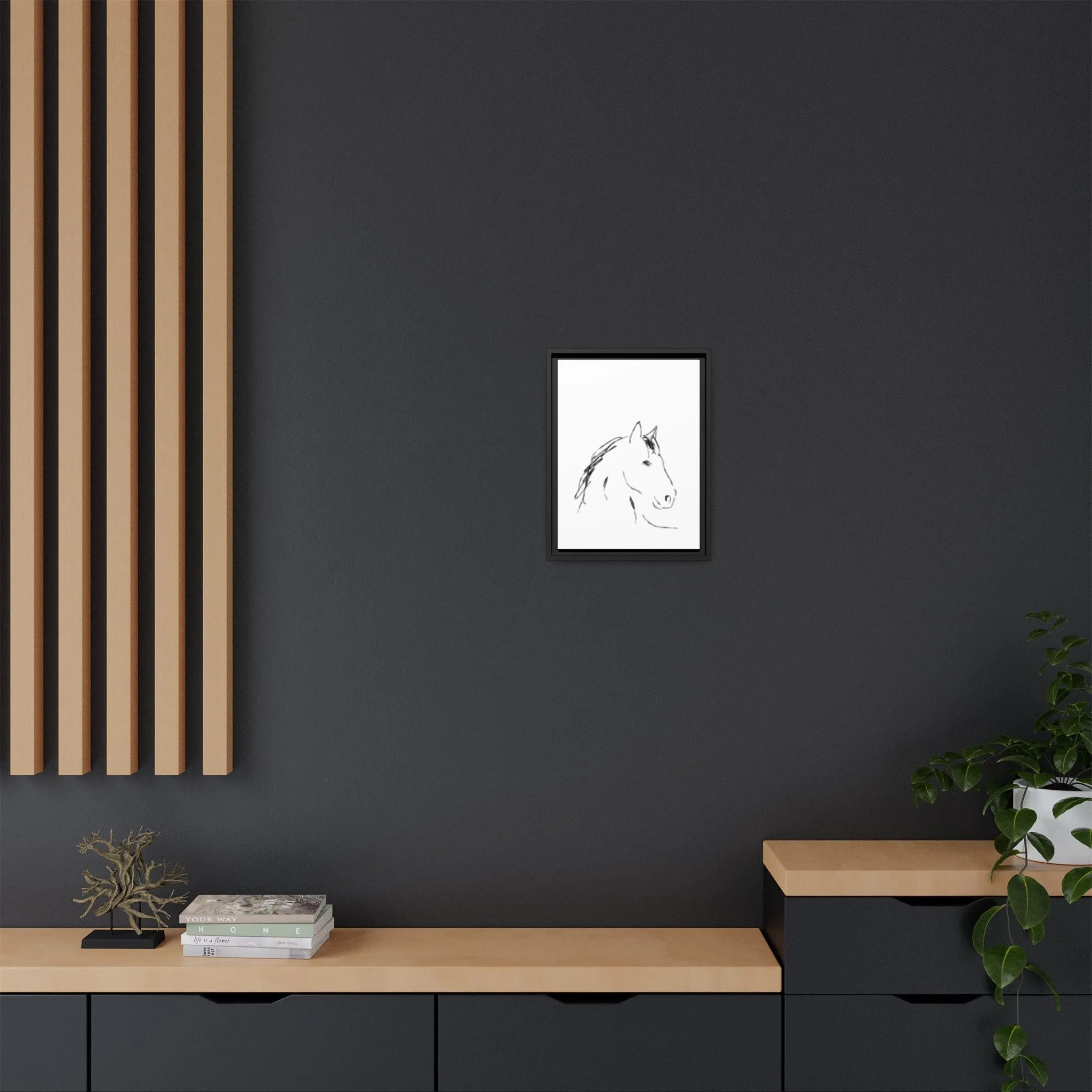 "Horse" - Artistic Framed Canvas - Modern Minimalist Line Art