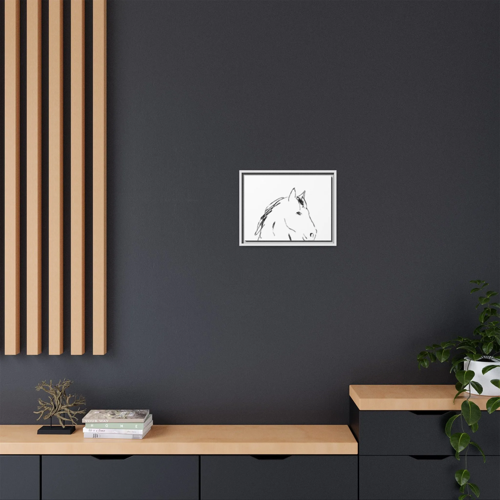 "Horse" - Artistic Framed Canvas - Modern Minimalist Line Art