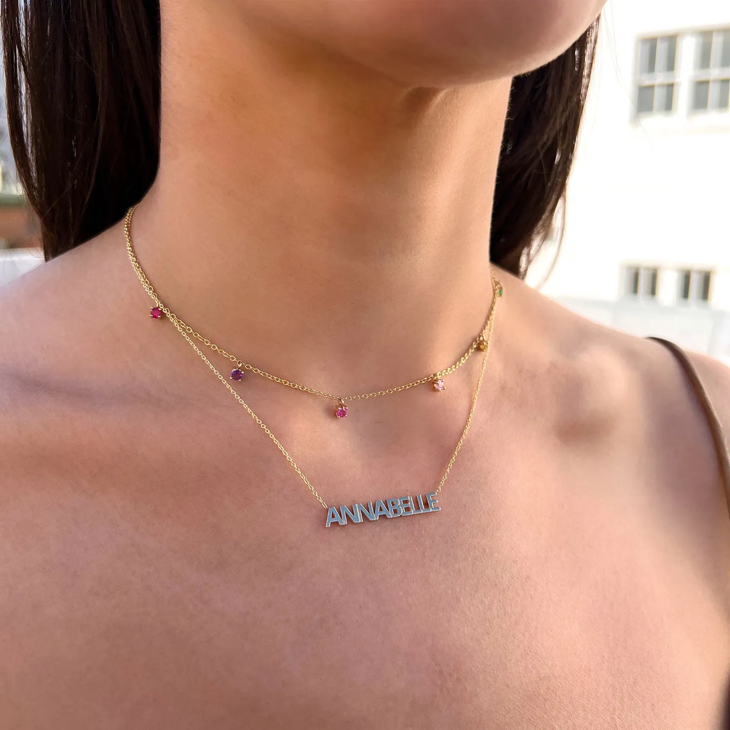 Rainbow Gemstone Drop Necklace