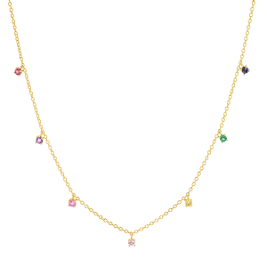 Rainbow Gemstone Drop Necklace