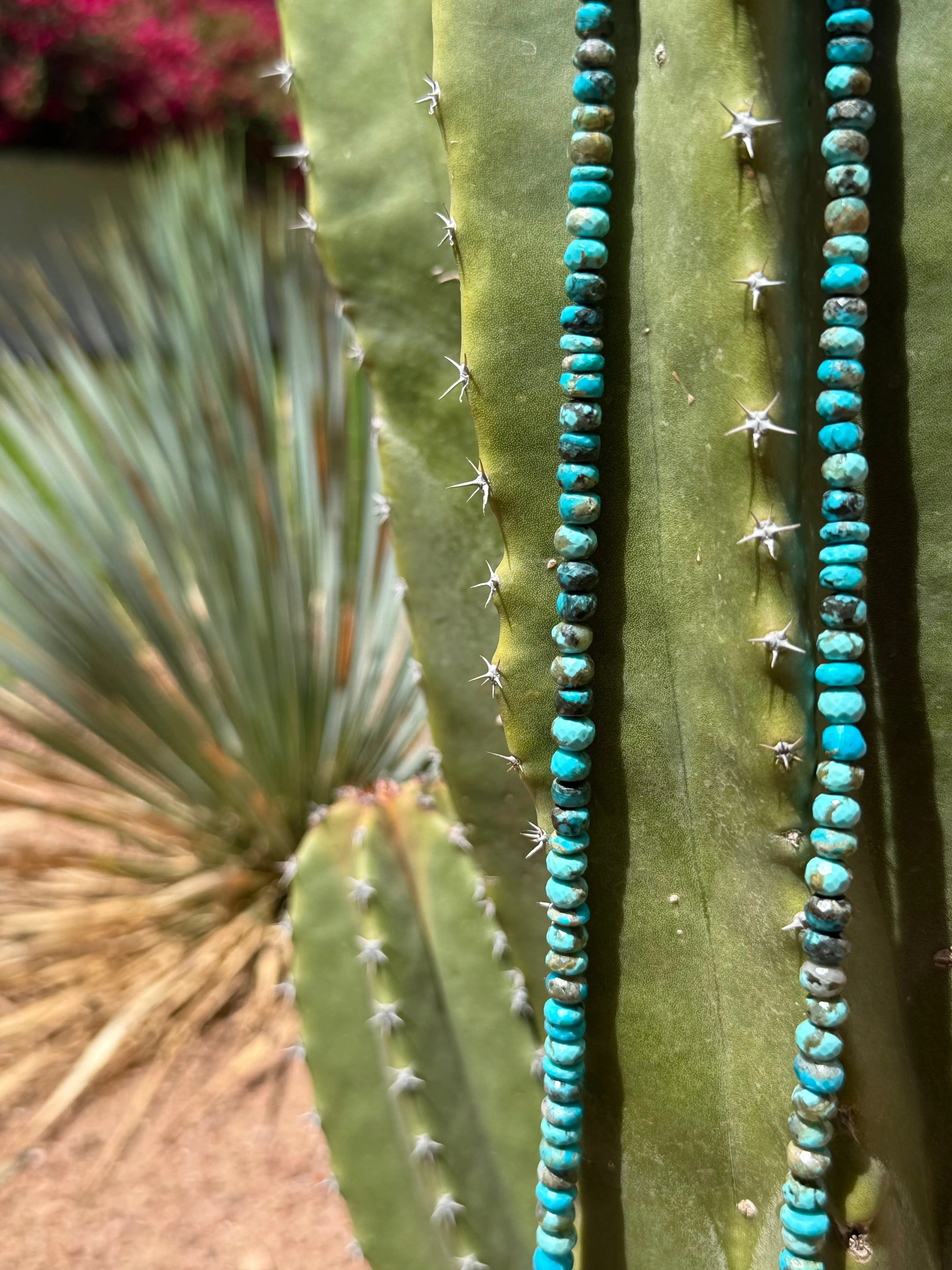 Rare Sleeping Beauty Faceted Turquoise Long Necklace