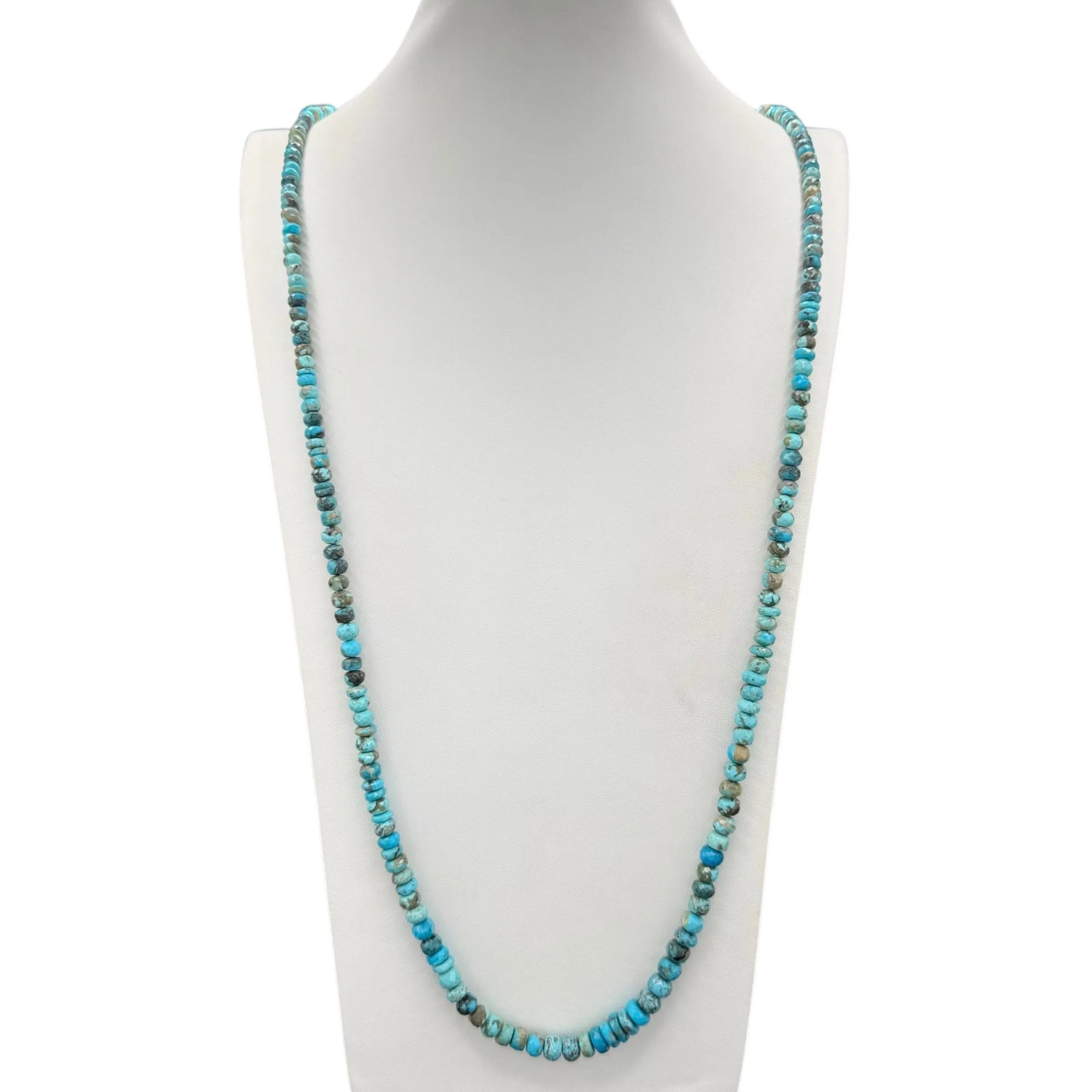 Rare Sleeping Beauty Faceted Turquoise Long Necklace