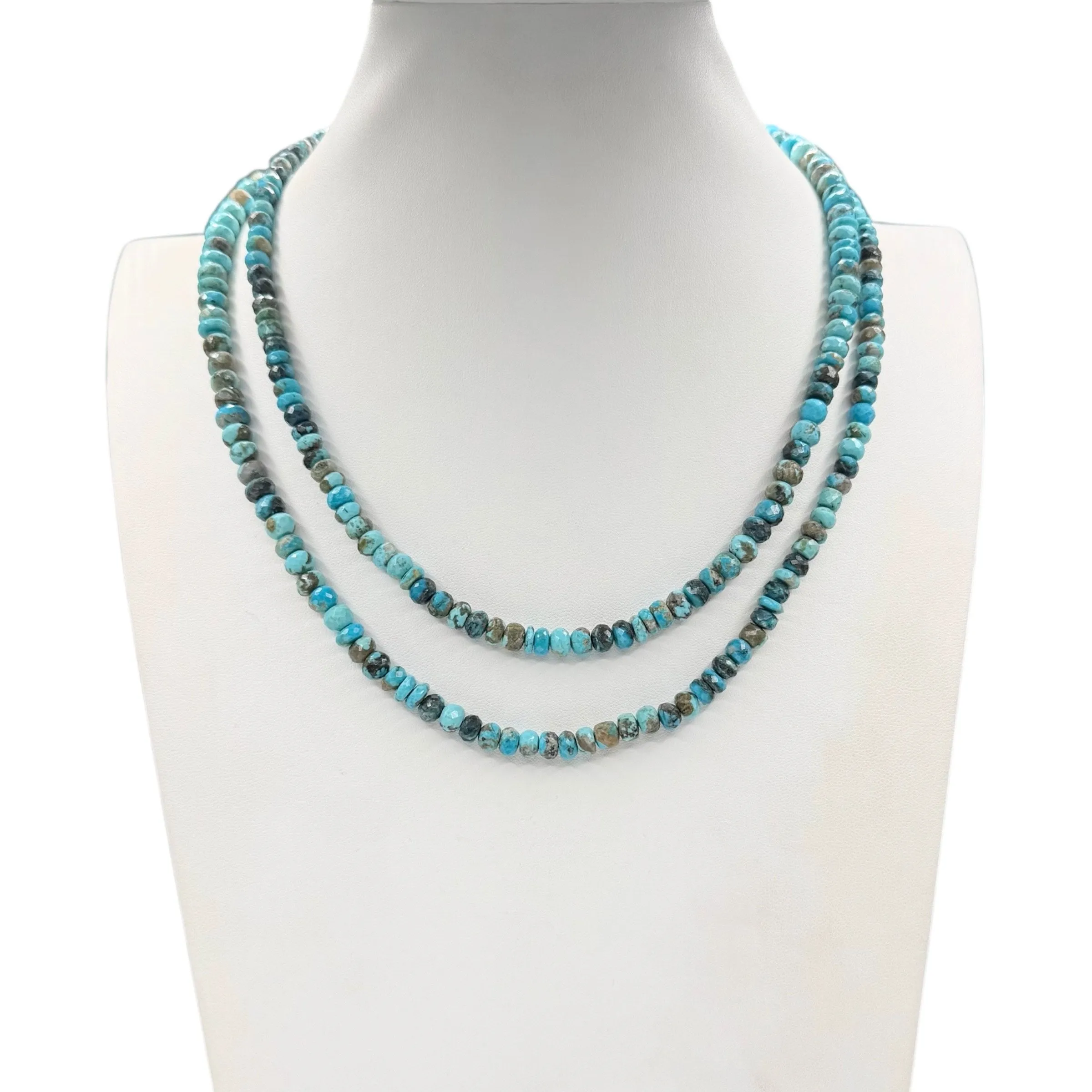 Rare Sleeping Beauty Faceted Turquoise Long Necklace