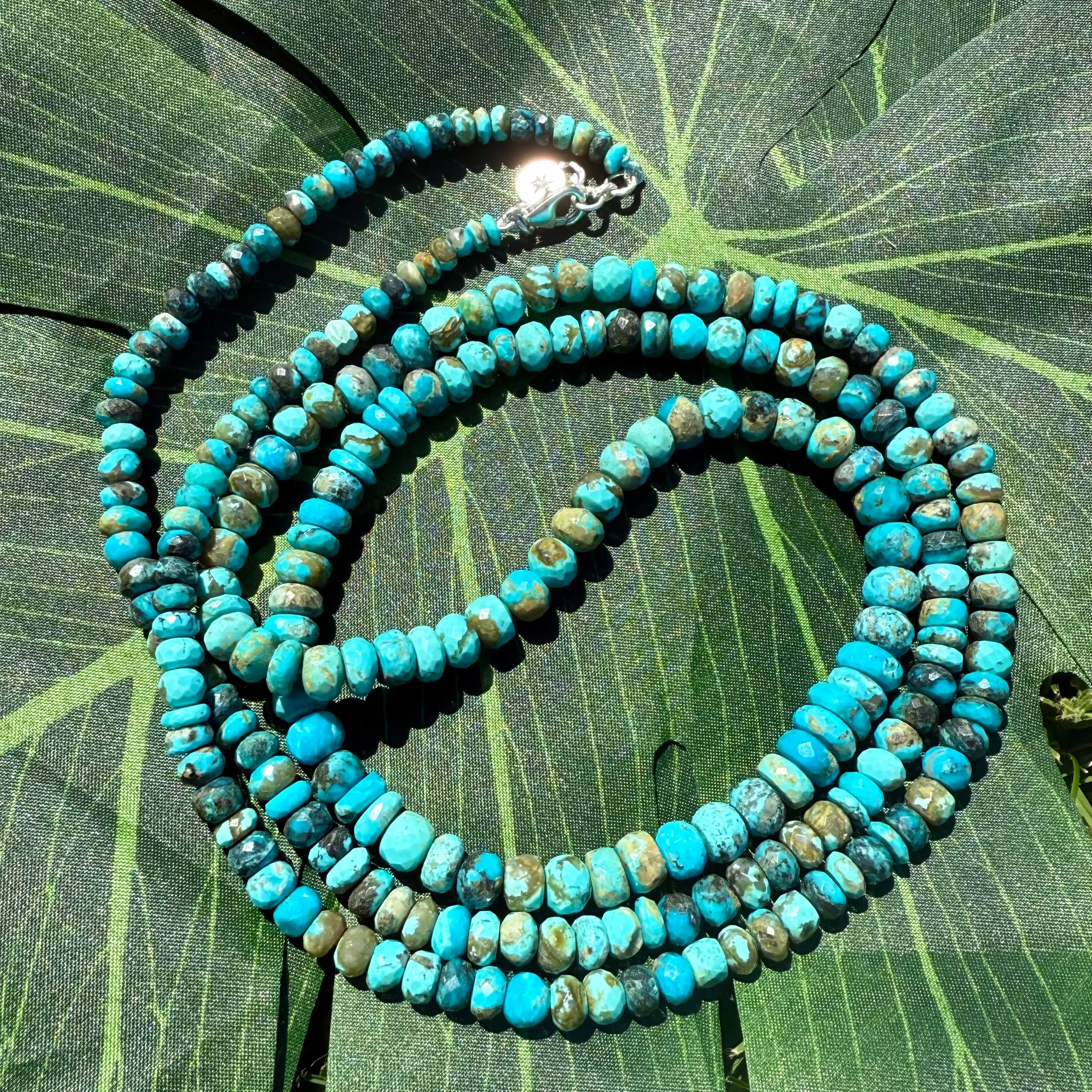 Rare Sleeping Beauty Faceted Turquoise Long Necklace