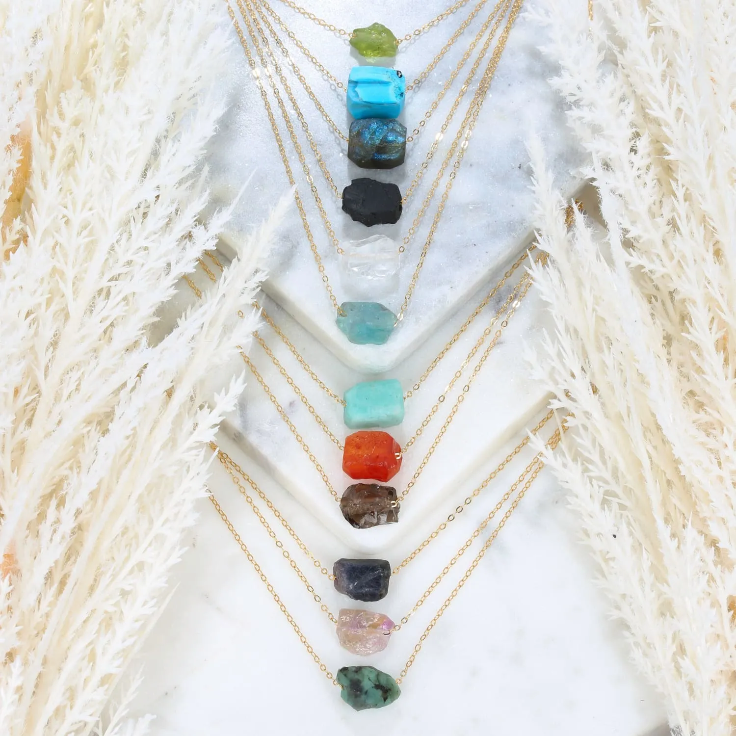 Raw Apatite Necklace, Dainty Gold Raw Birthstone Necklace, Rough Gemstone Pendant, Raw  Necklace, Raw Layered Pendant,  k Whimsigoth