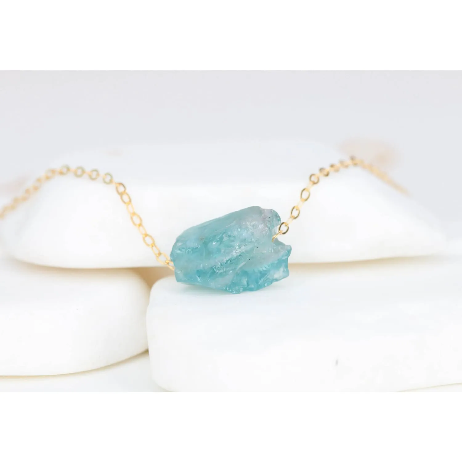 Raw Apatite Necklace, Dainty Gold Raw Birthstone Necklace, Rough Gemstone Pendant, Raw  Necklace, Raw Layered Pendant,  k Whimsigoth