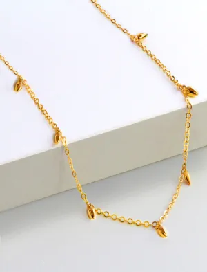 RICE Bead Thin Chain Strand Necklace | 18K Gold Over Sterling Silver