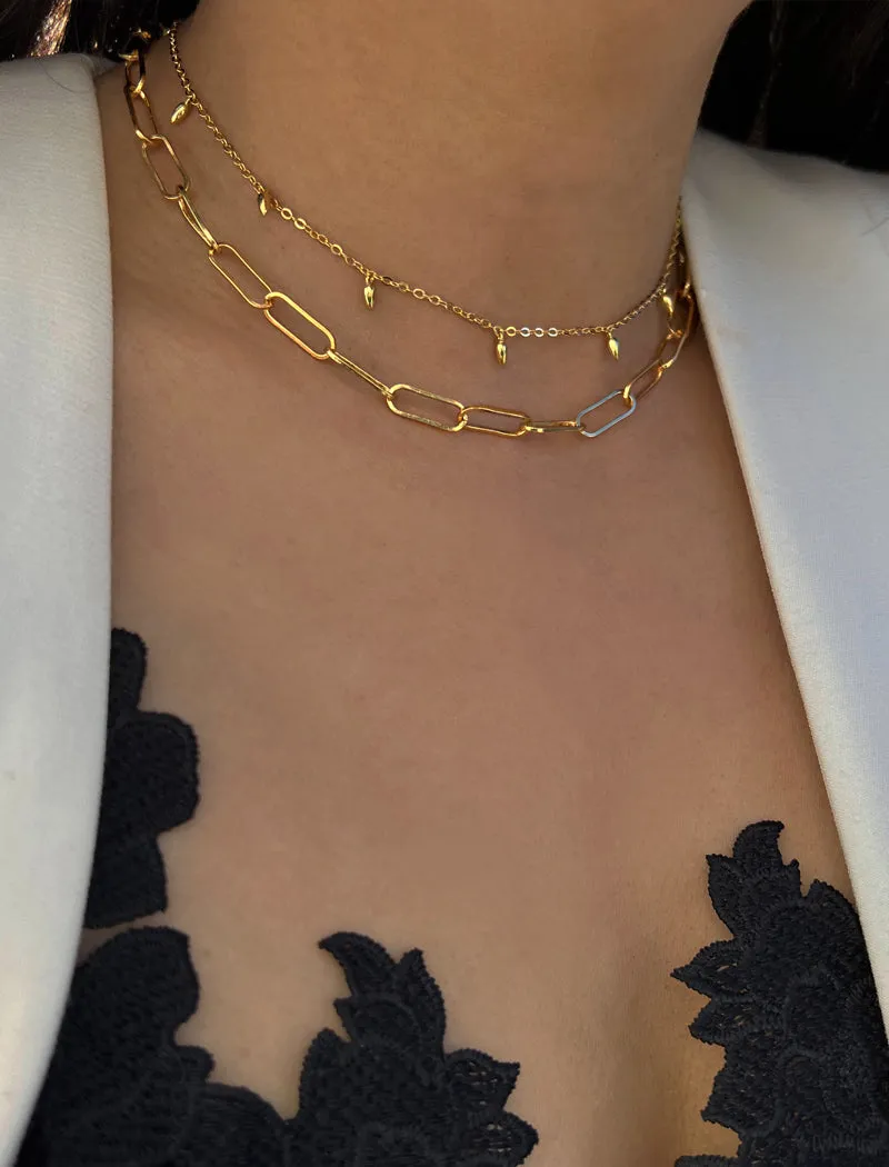 RICE Bead Thin Chain Strand Necklace | 18K Gold Over Sterling Silver