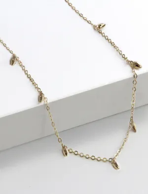 RICE Bead Thin Chain Strand Necklace | Sterling Silver