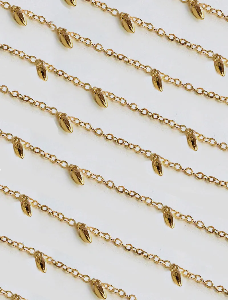 RICE Bead Thin Chain Strand Necklace | Sterling Silver