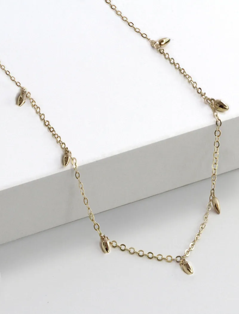 RICE Bead Thin Chain Strand Necklace | Sterling Silver