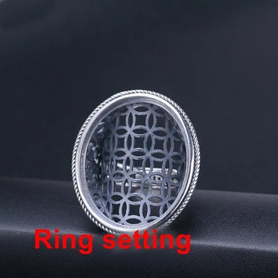 Ring Setting Blank Bezel 24x30mm 1pc 11g 925 Sterling Silver Adjustable for 1 Oval Shape Cabochon Stone Cameo No Prongs Wholesale Available