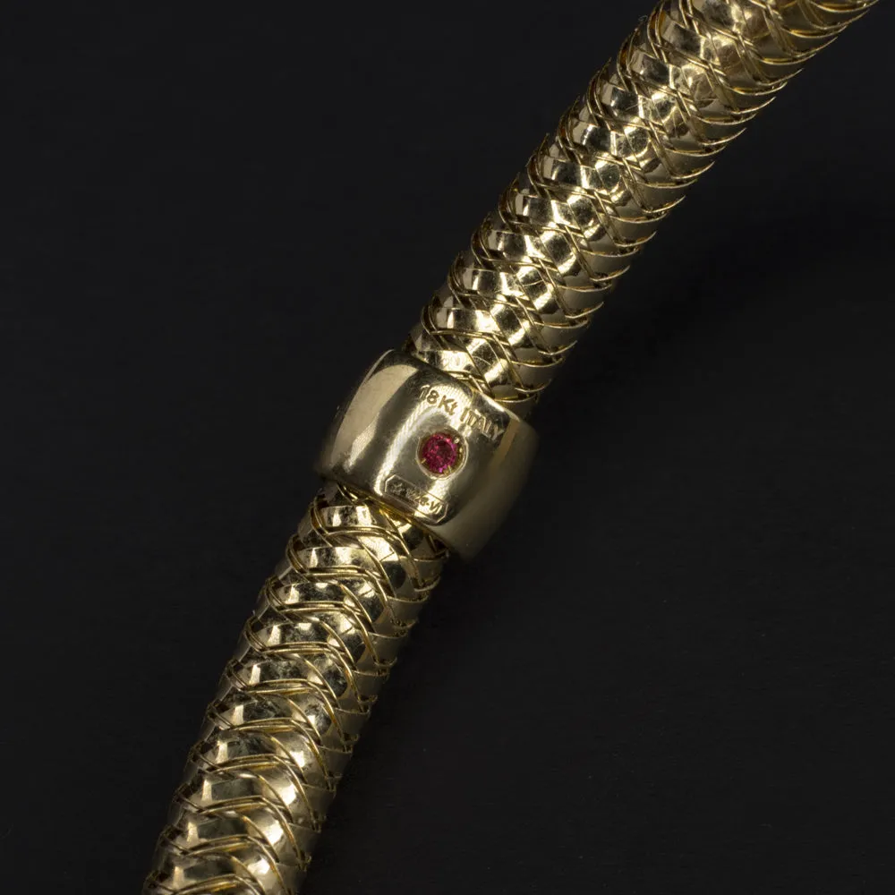 ROBERTO COIN PRIMAVERA 18k YELLOW GOLD BANGLE BRACELET WOVEN FLEXIBLE STRETCH