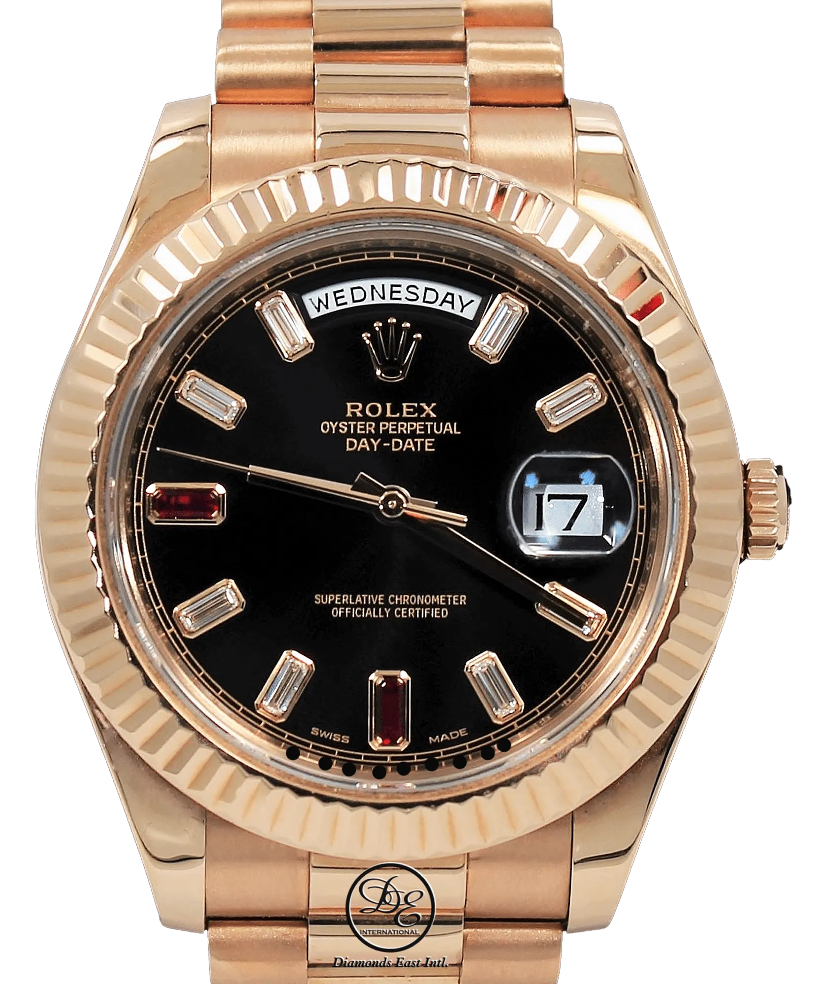 Rolex Day-Date II President 218235 18K Rose Gold FACTORY Ruby & Diamond Dial BOX/PAPER