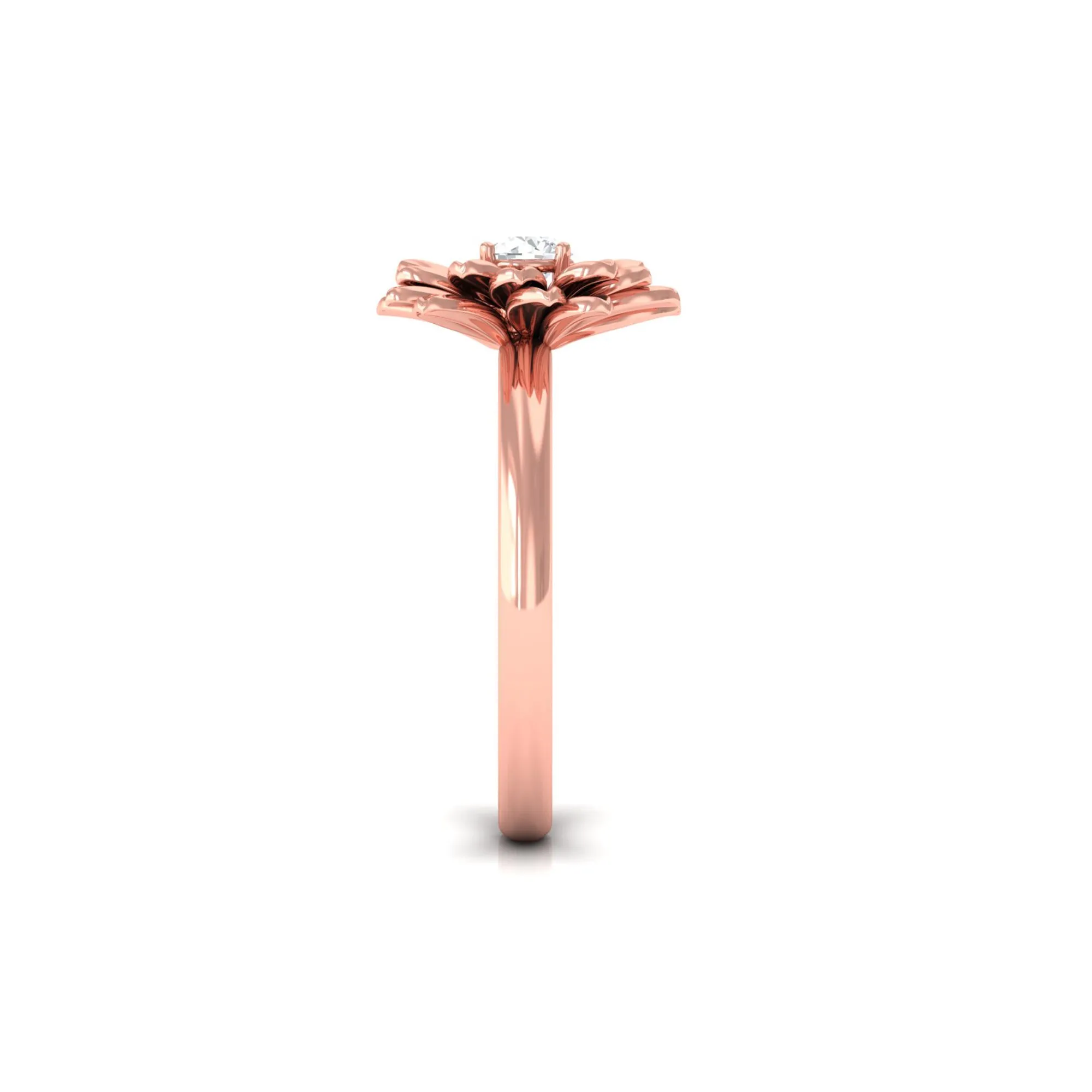 Round Shape Real Diamond Flower Engagement Ring