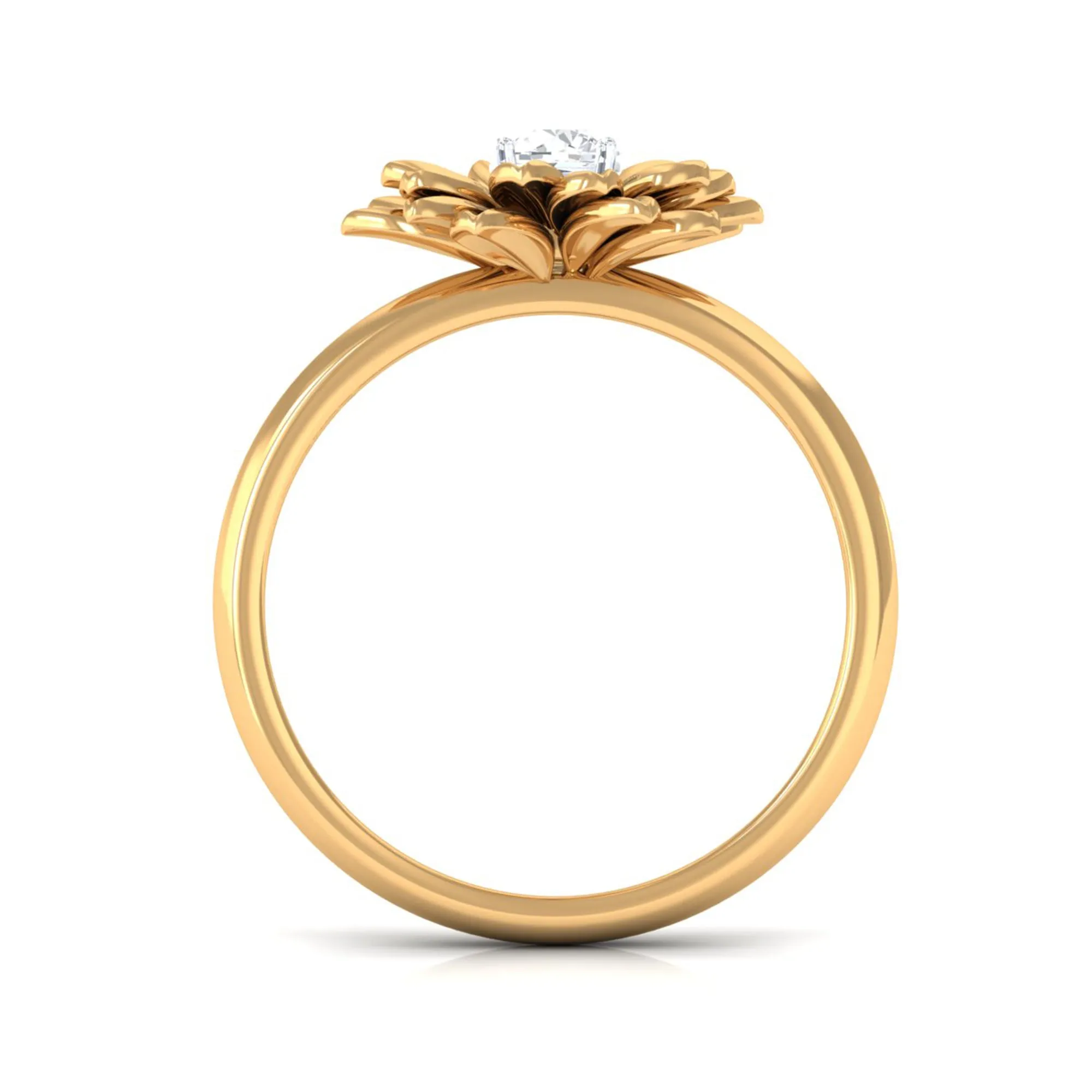 Round Shape Real Diamond Flower Engagement Ring