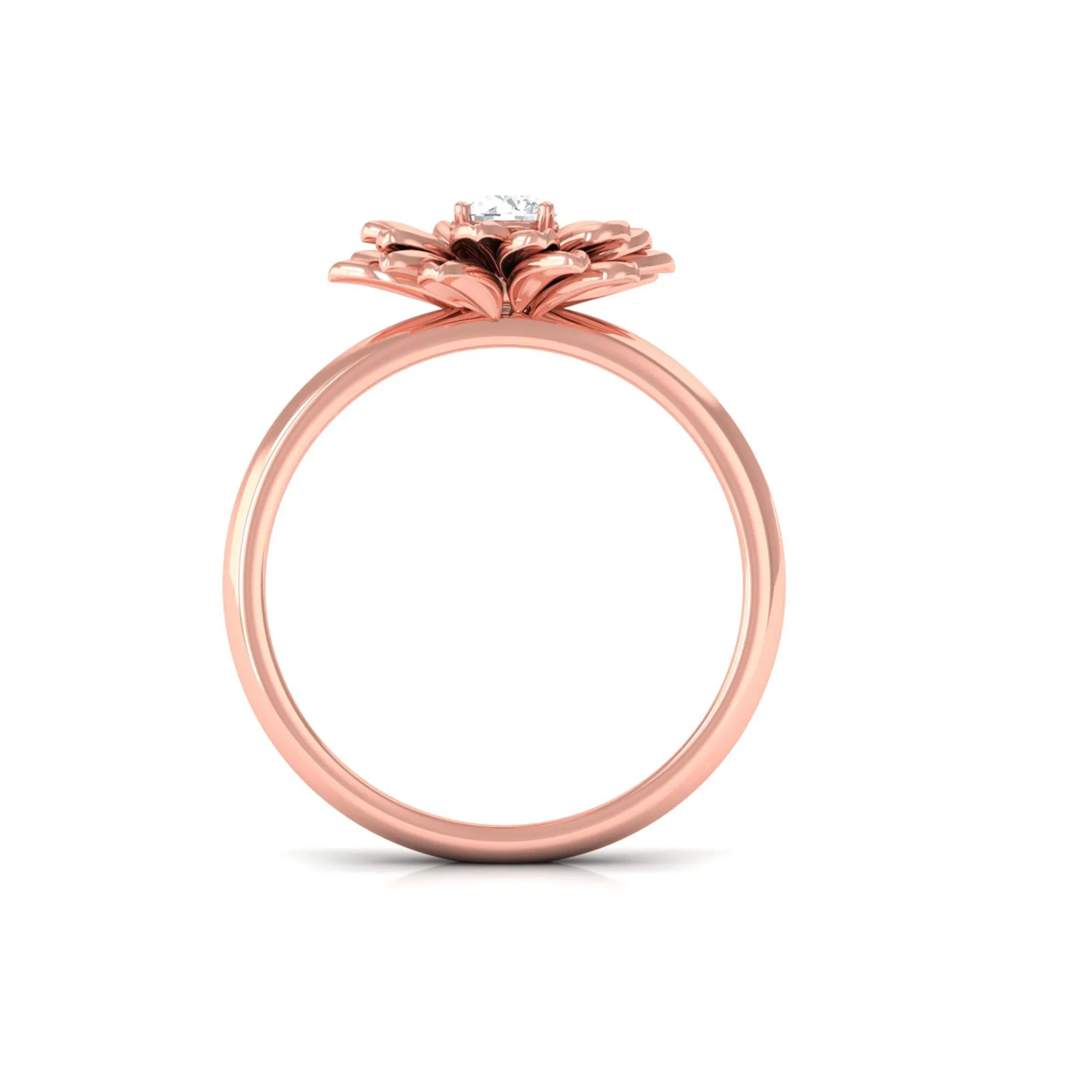Round Shape Real Diamond Flower Engagement Ring