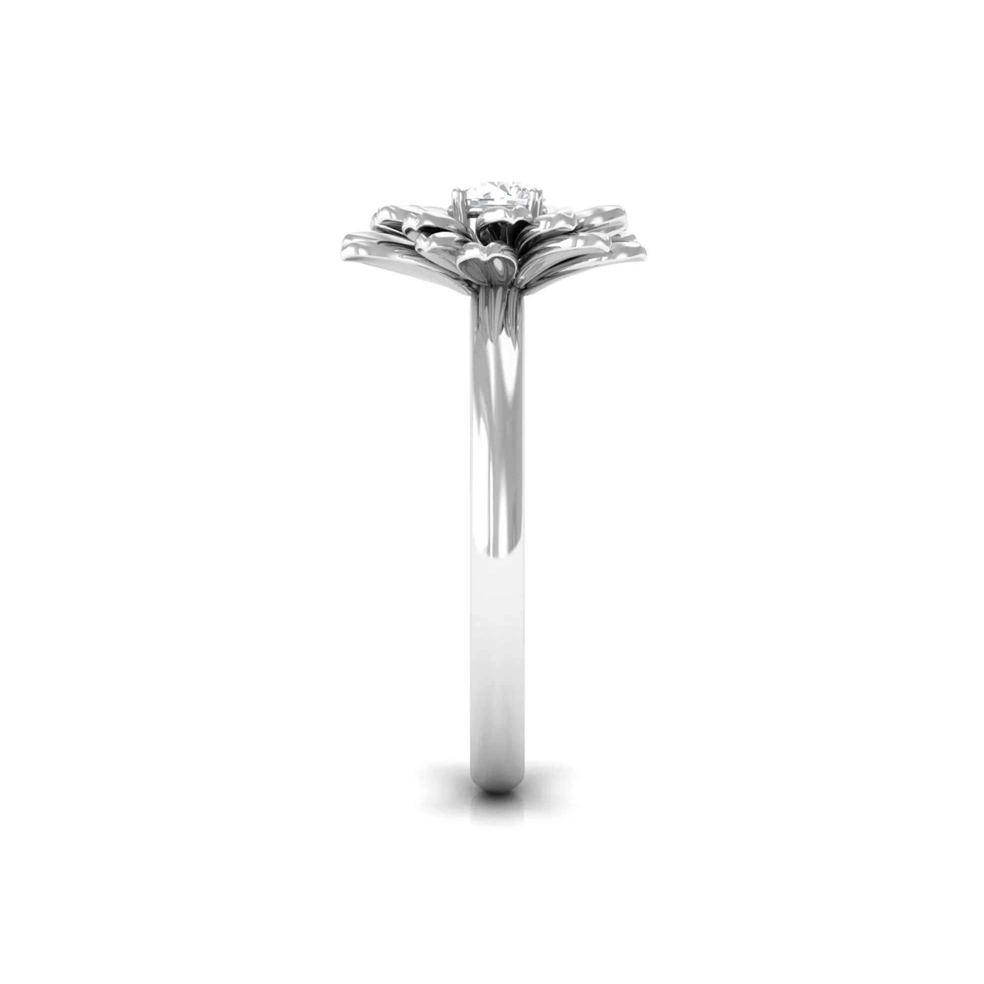 Round Shape Real Diamond Flower Engagement Ring