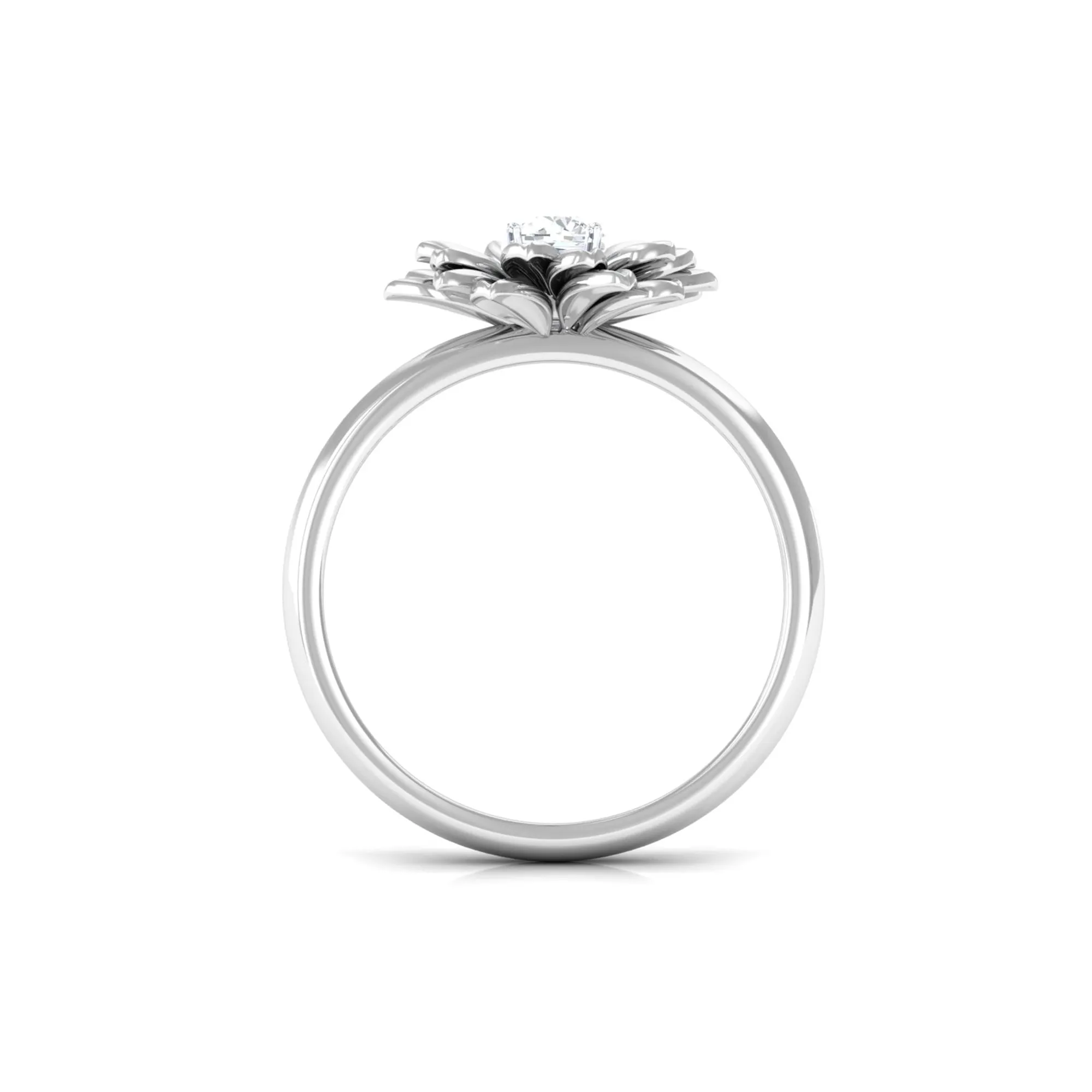 Round Shape Real Diamond Flower Engagement Ring
