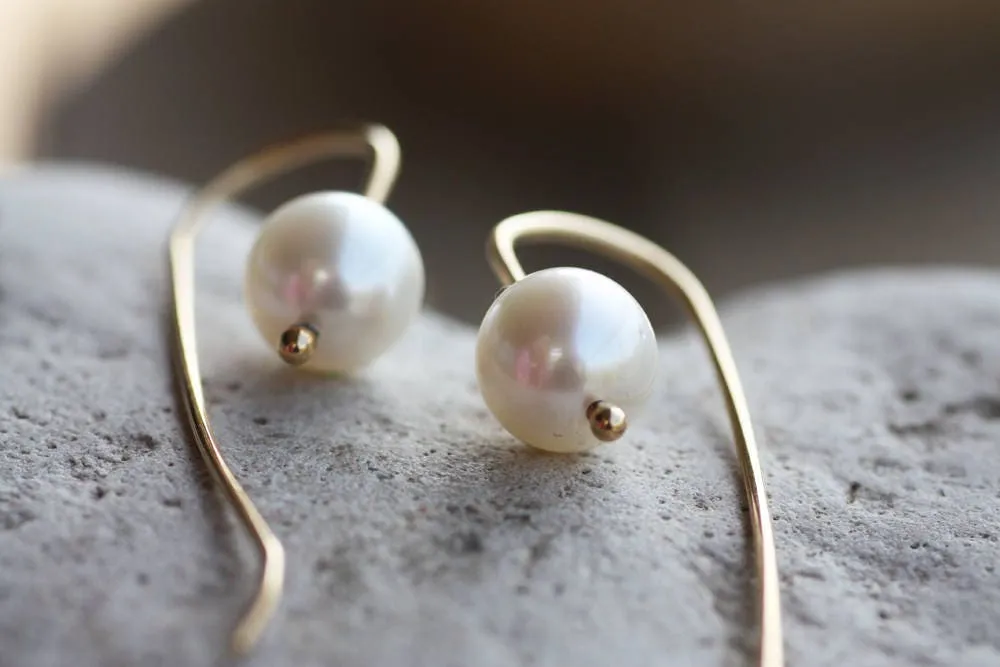 Salt Water Pearl Gold K18 Wire earrings