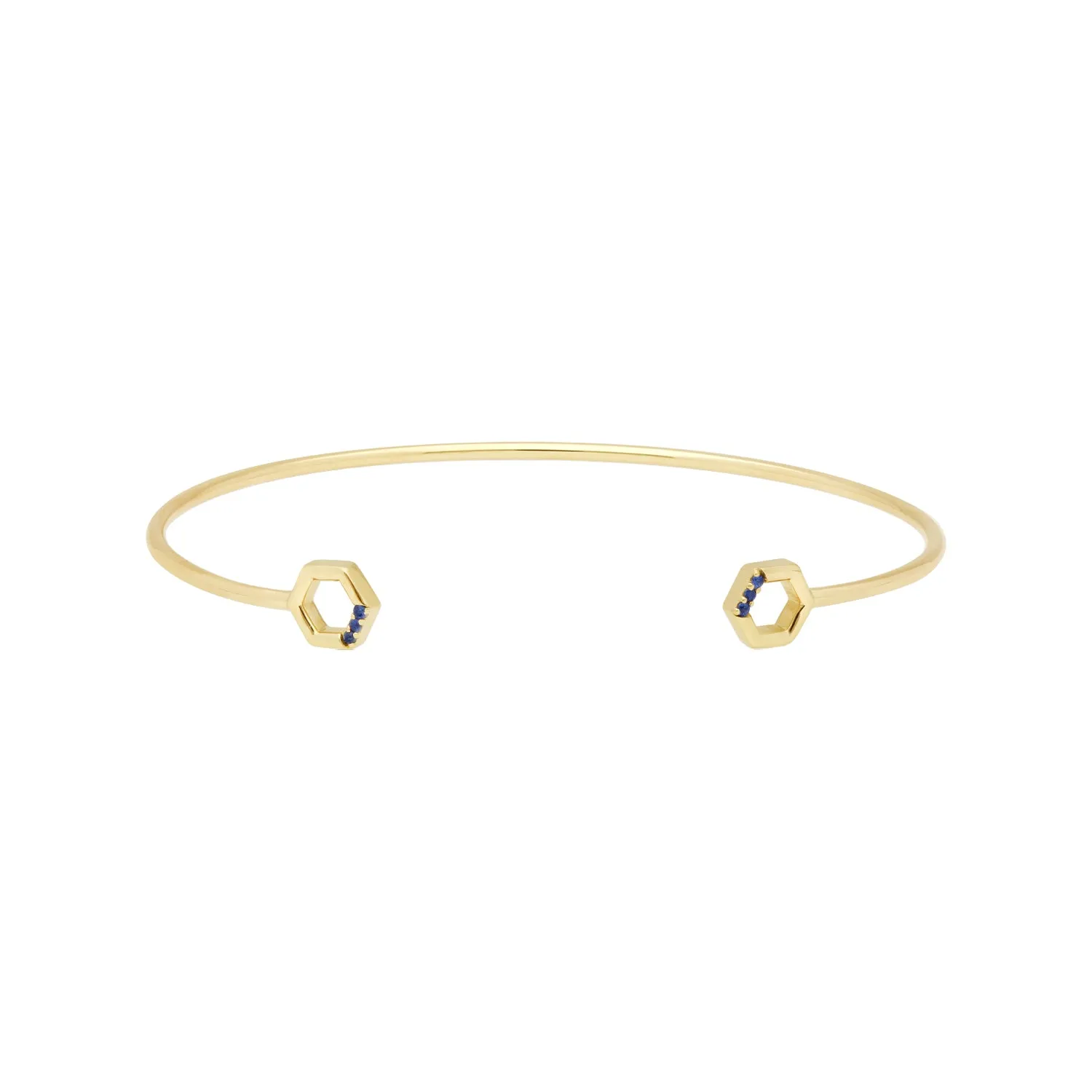 Saphir Pave Hexagon Offen Armreif in 9ct Rose Gold