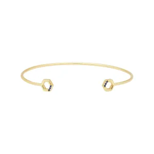 Saphir Pave Hexagon Offen Armreif in 9ct Rose Gold