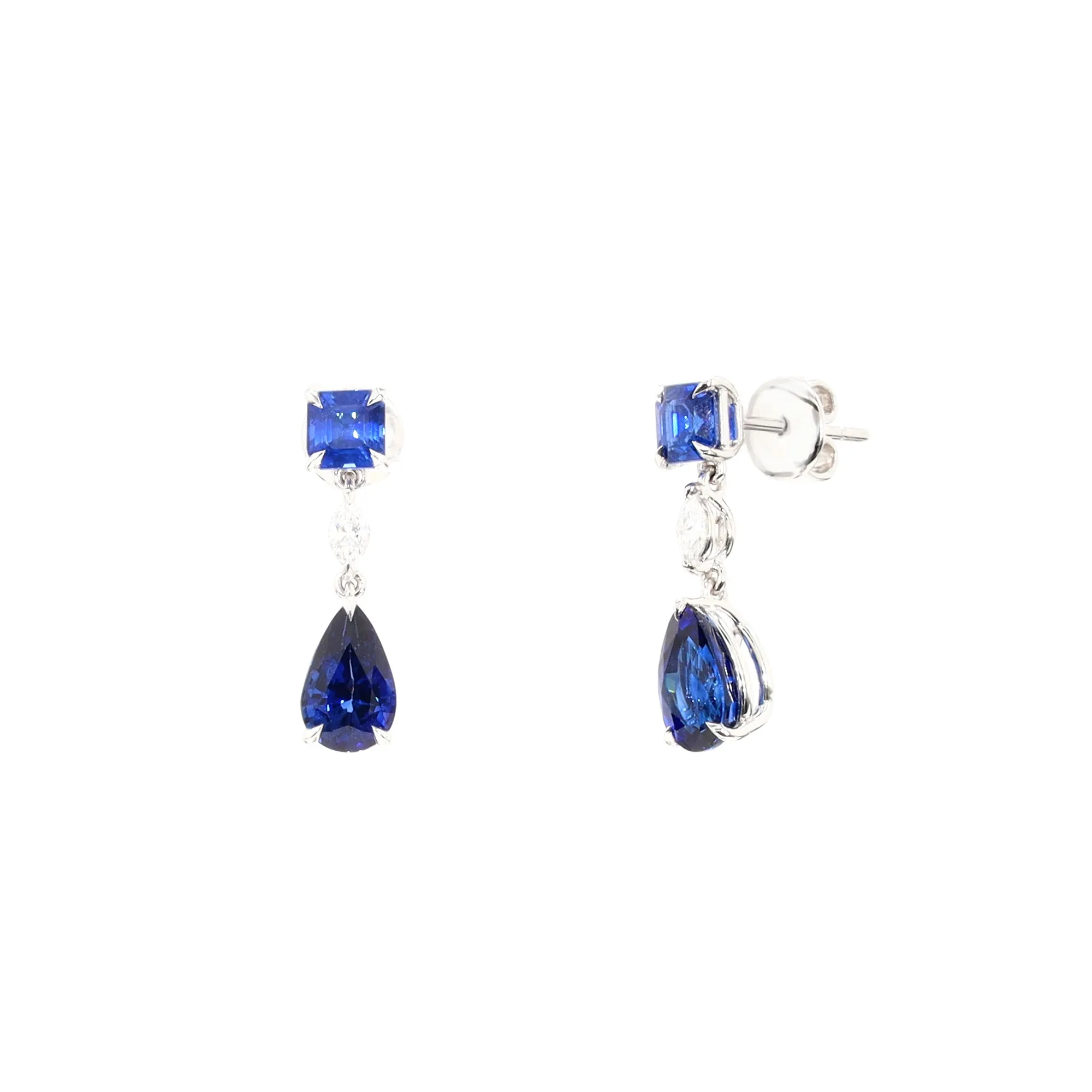 Sapphire and Diamond Dangle Earrings