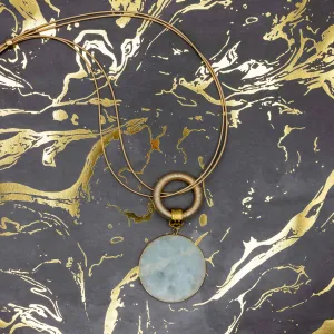 Sea Lily - SH24 ROSE-AMAZONITE rose wire necklace with round citrine pe