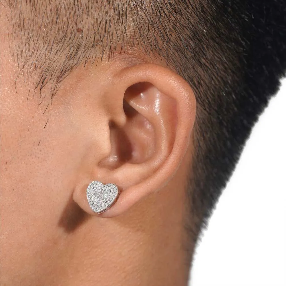 Semi Marquise Moissanite Heart Earrings 14K Gold