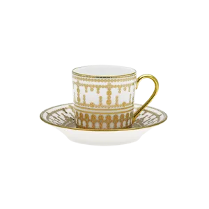 Set of 2 Coffee Cups and Saucers Tiara black gold