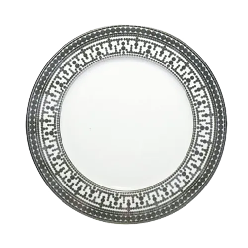 Set of 2 Large Dinner Plates Tiara white platinum
