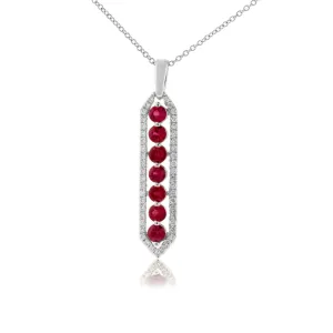 Seven Round Ruby & Diamond Pendant