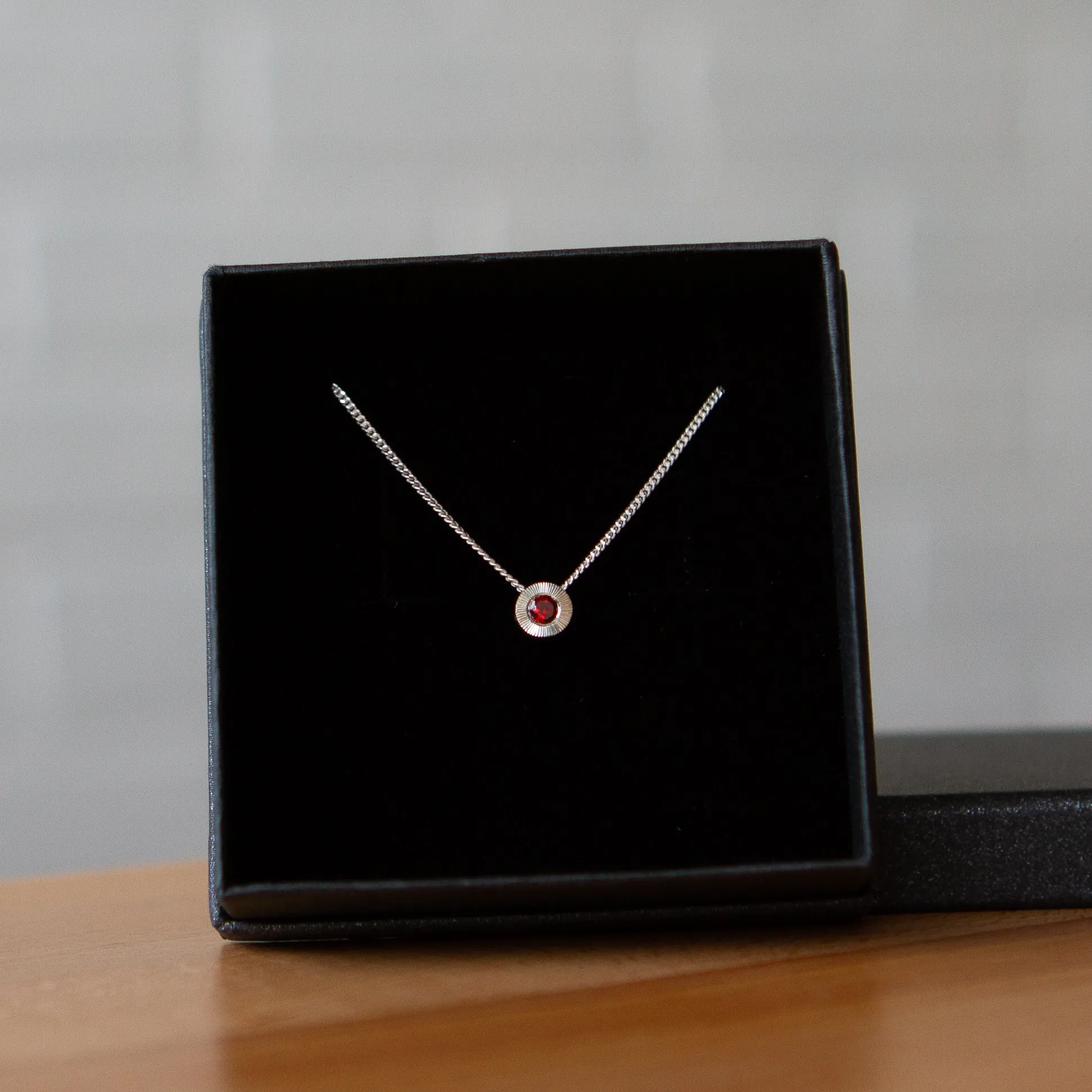Small Aurora Birthstone Necklace - January - Garnet