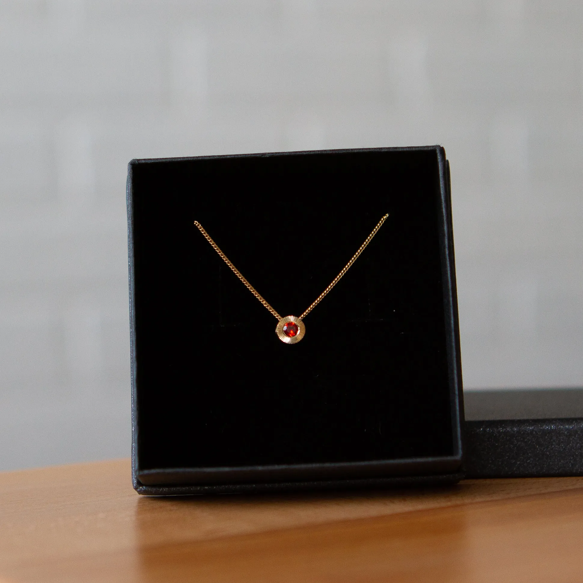 Small Aurora Birthstone Necklace - January - Garnet