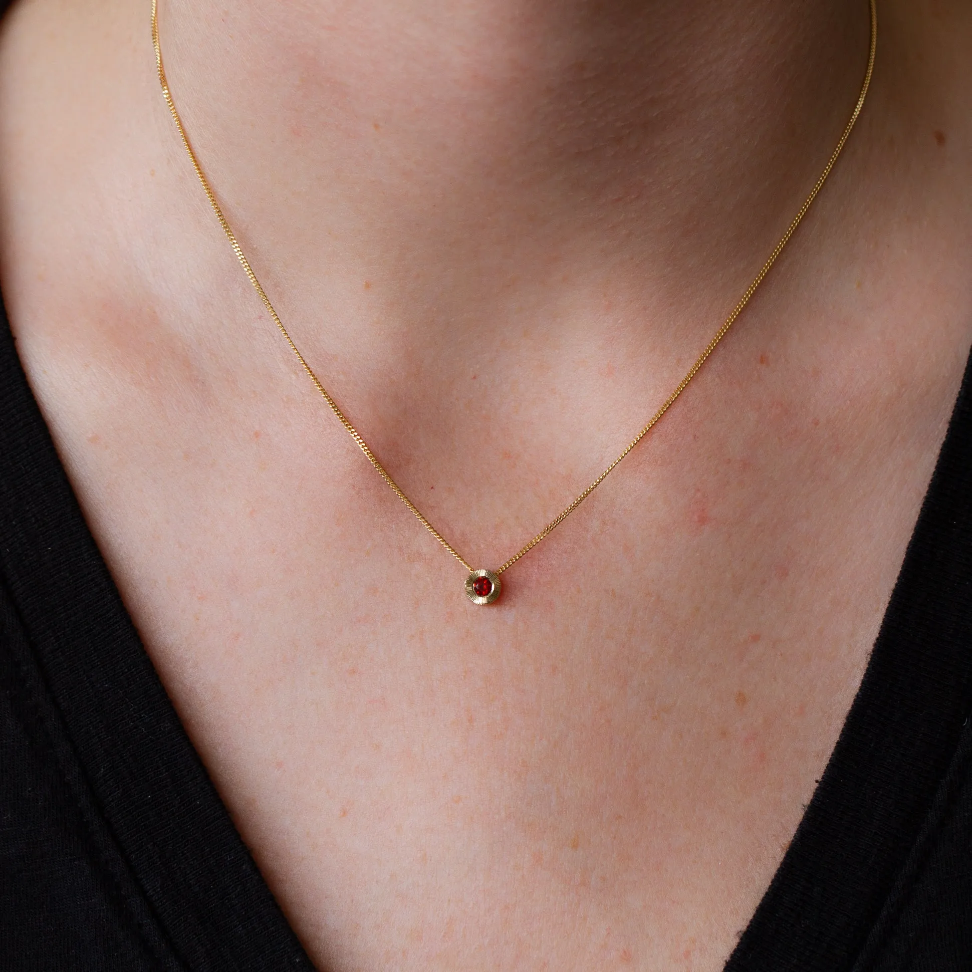 Small Aurora Birthstone Necklace - January - Garnet