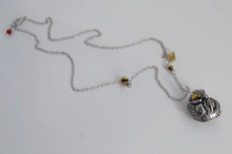 Smaug Necklace | Cute Dark Silver Dragon Pendant with Gold | Fantasy Jewelry | The Hobbit Necklace