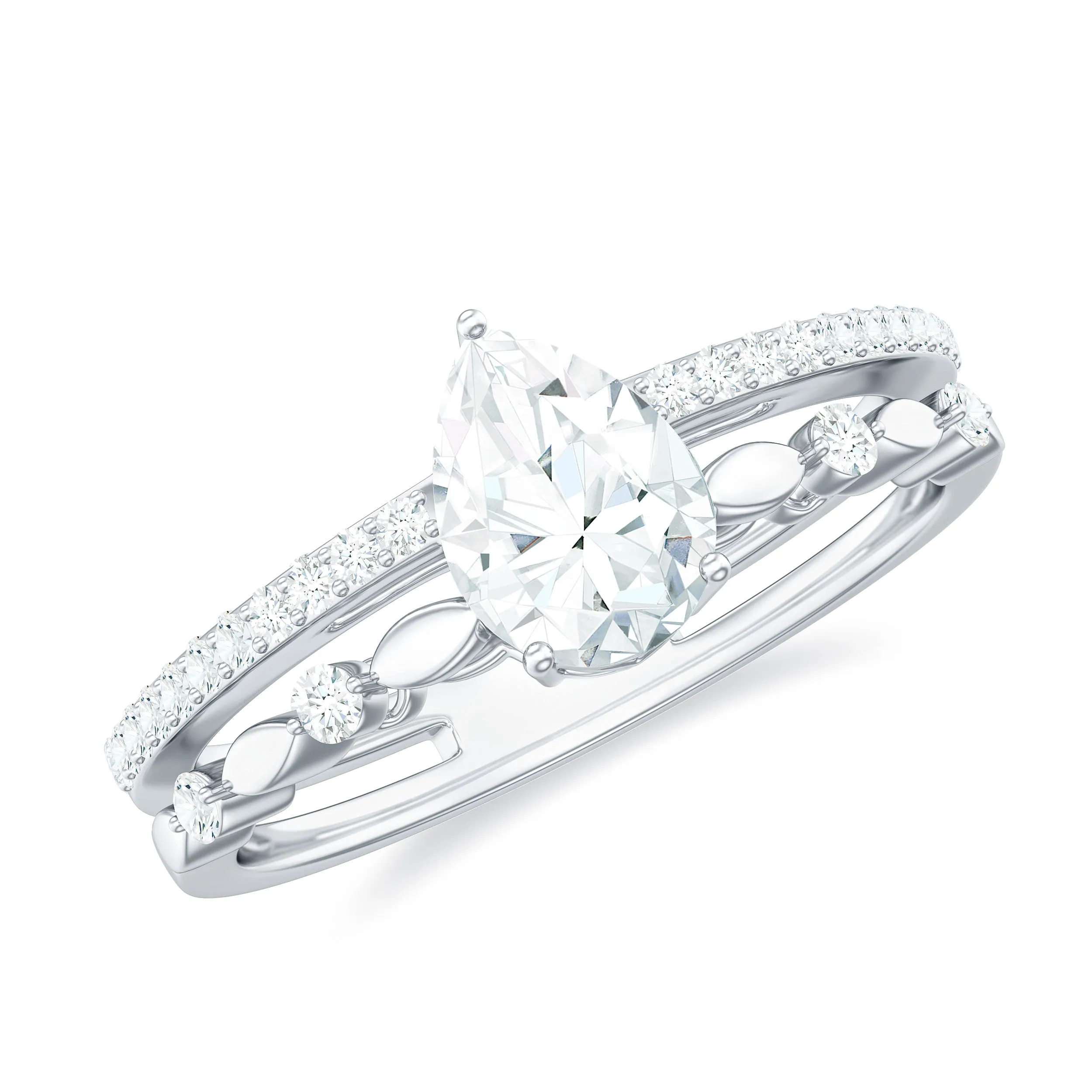 Solitaire Lab Grown Diamond Double Band Ring