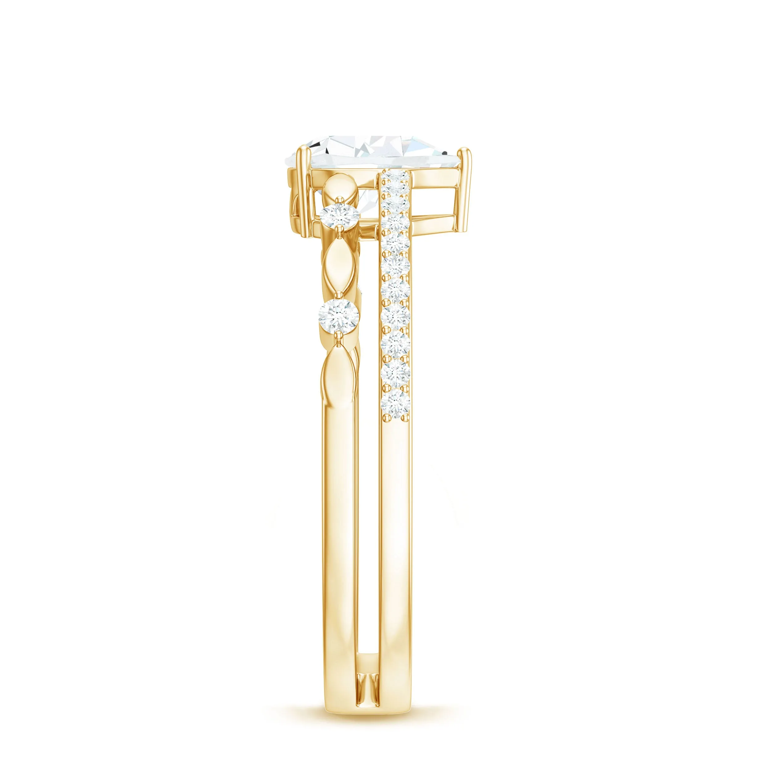 Solitaire Lab Grown Diamond Double Band Ring